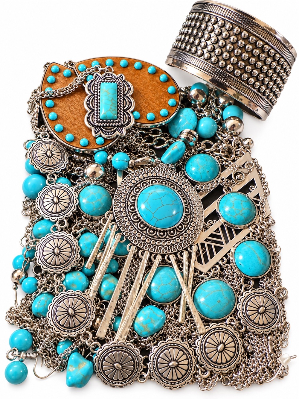Beautiful Turquoise and Silver Accent Jewelry Set